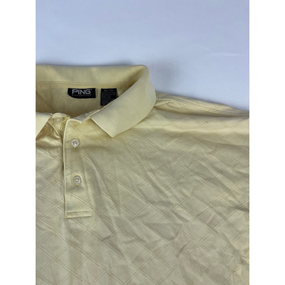 PING Collection Mens Golf Polo Shirt Yellow Diamond‎ Pattern XL Tall